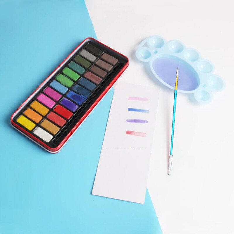 12/18/24 Kleuren Solid Aquarel Verf Set Draagbare Tekening Borstel Acryl Art Schilderen Leveringen