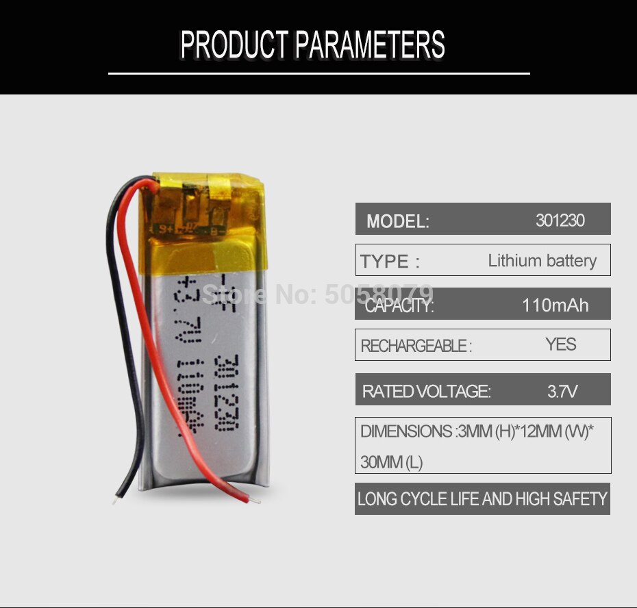 10 stücke/viel 301230 3,7 v 110mah Polymer Lithium-ionen akku li-po batterie für BH505 Headset