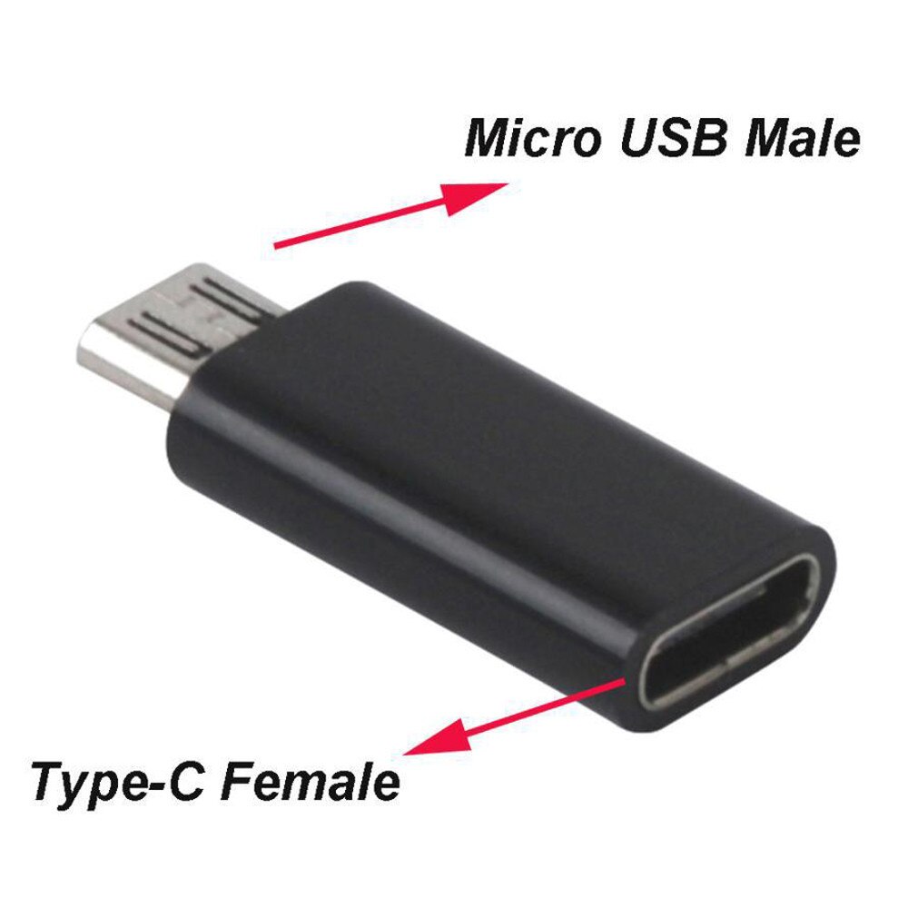 Conector macho tipo c para micro usb 2.0 fêmea, conversor de dados usb 3.1, adaptador de dados: Black