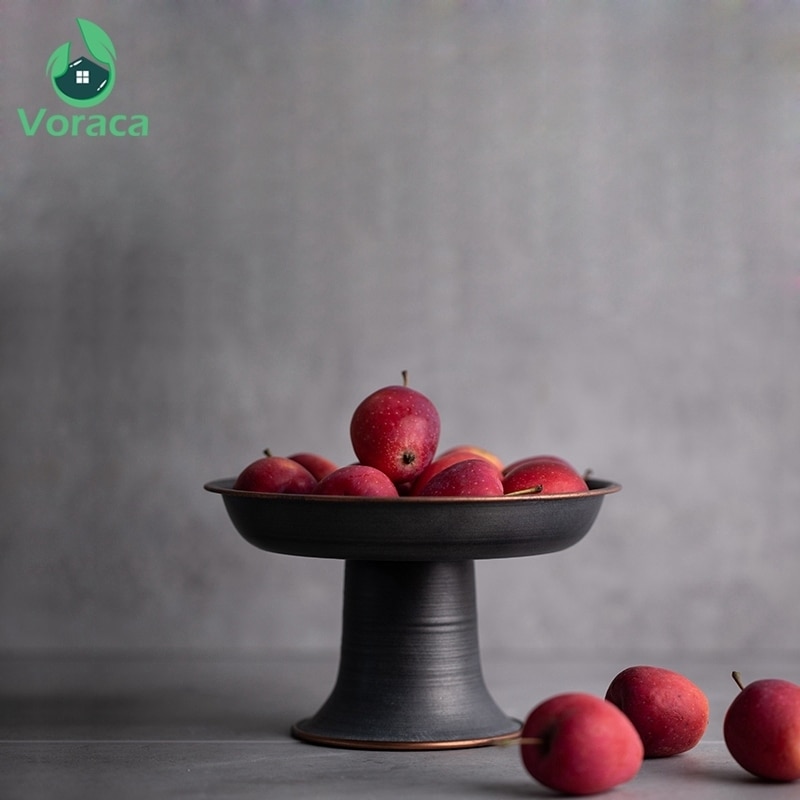 Plateau métal Vintage de stockage de gâteau | Rétro rond en fer, plateau de stockage de gâteau, plateau à volants bord de fruits, pain noix Plat décor maison bureau