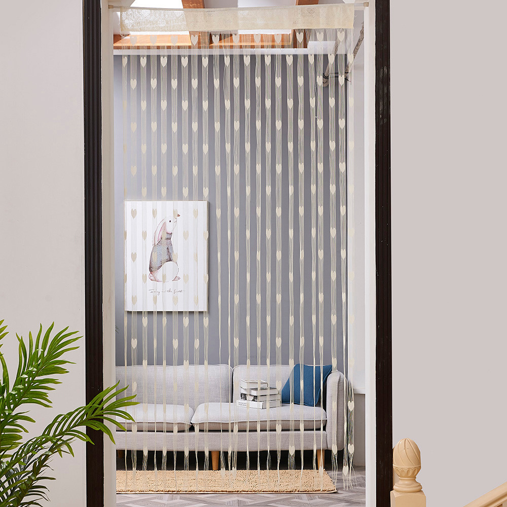 Europäischen Und Amerikanischen Stil String Vorhang Shiny Quaste Linie Vorhänge Für Wohnzimmer Küche Fenster Tür Teiler 50cm x 200cm: Beige