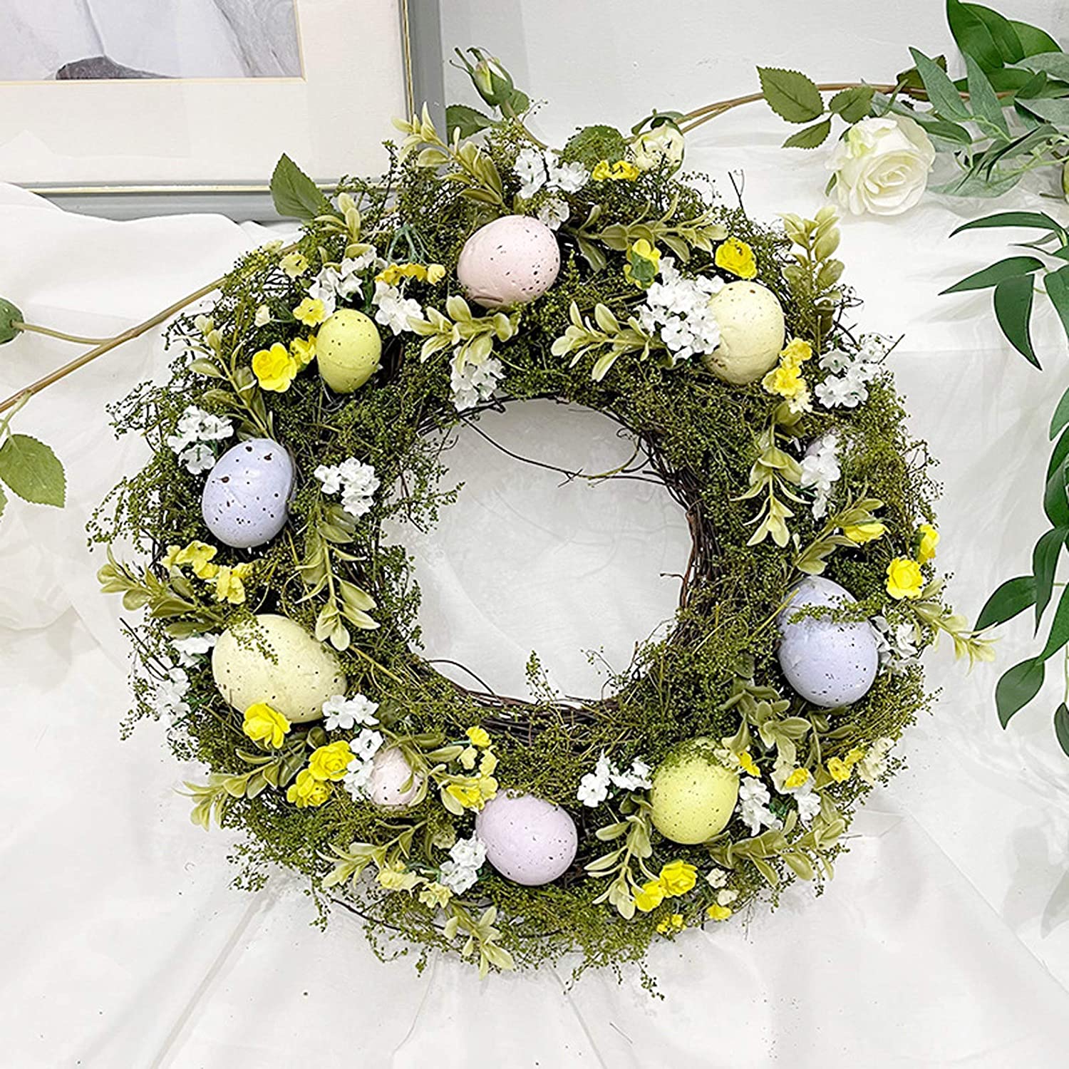 35cm Handmade Spring Summer Wreath Door Home Decoration Accessories Garland Easter Eggs Wreath Wedding Party Craft Decor