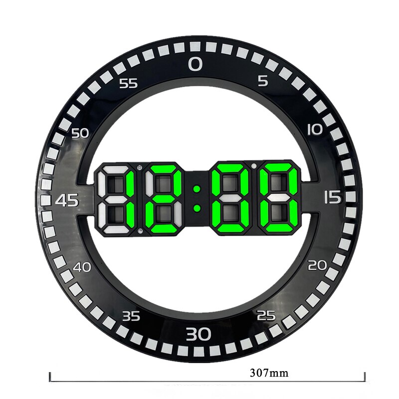 3D LED Wall Clock LED Display Electronics Modern Digital Table Clock Alarm Nightlight For Home Living Room Decoration: Green