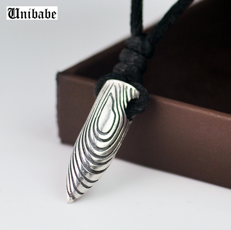 Colgante de bala de plata de ley 925 Original para hombre, joyería de de plata sólida Vintage para hombre (HY)