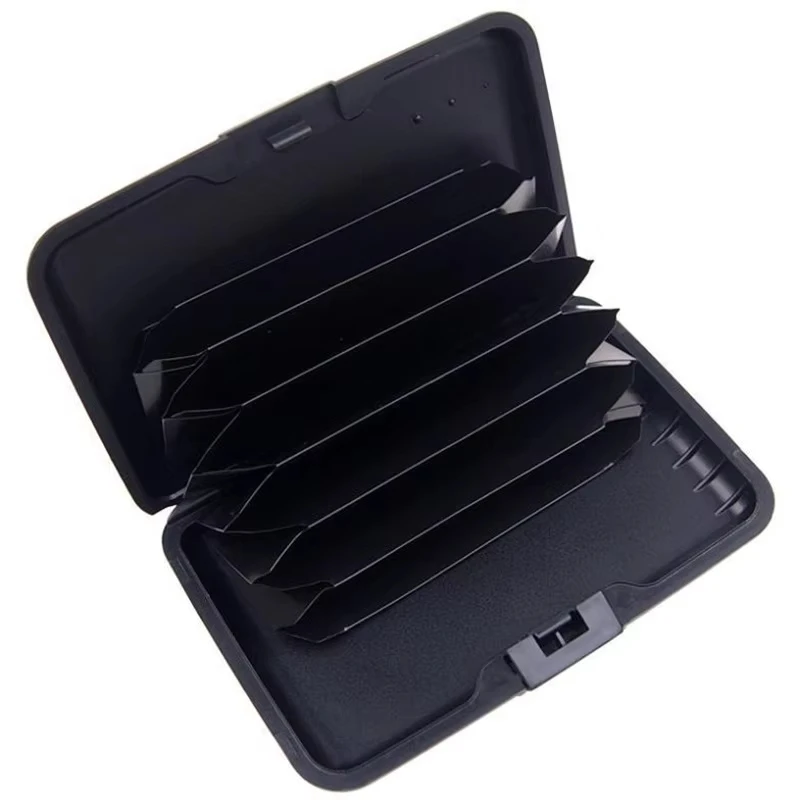 Tarjetero de aluminio para hombre, estuche rígido con bloqueo, billetera, tarjeta de crédito sólida, escaneo Anti-RFID, protección, tarjetero, 1 ud.