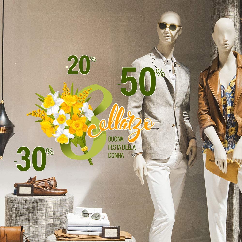 UVFD0010 Decoraties Voor Window Shopping Winkels, Venster Sticker Met Het Thema Party Vrouw, Maat 40X50 Cm