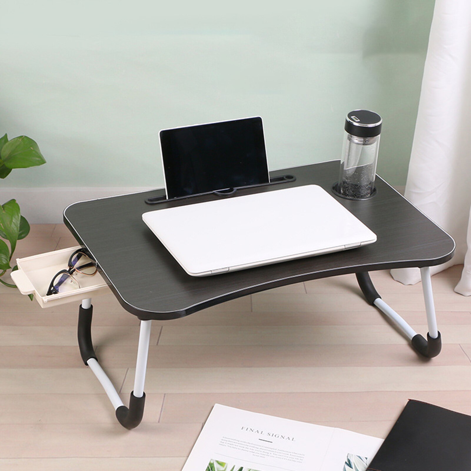 Laptop Desk Foldable Bed Table Portable Multi-Function Lap Bed Tray Table with Storage Drawer and Cup Slot for Sofa, Bed