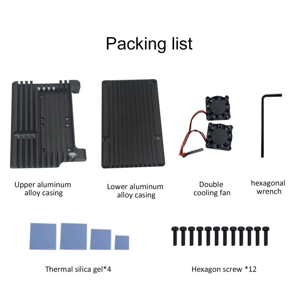 Raspberry Pi 4 Case - Aluminum Enclosure with Dual Fan - for Model B/B+