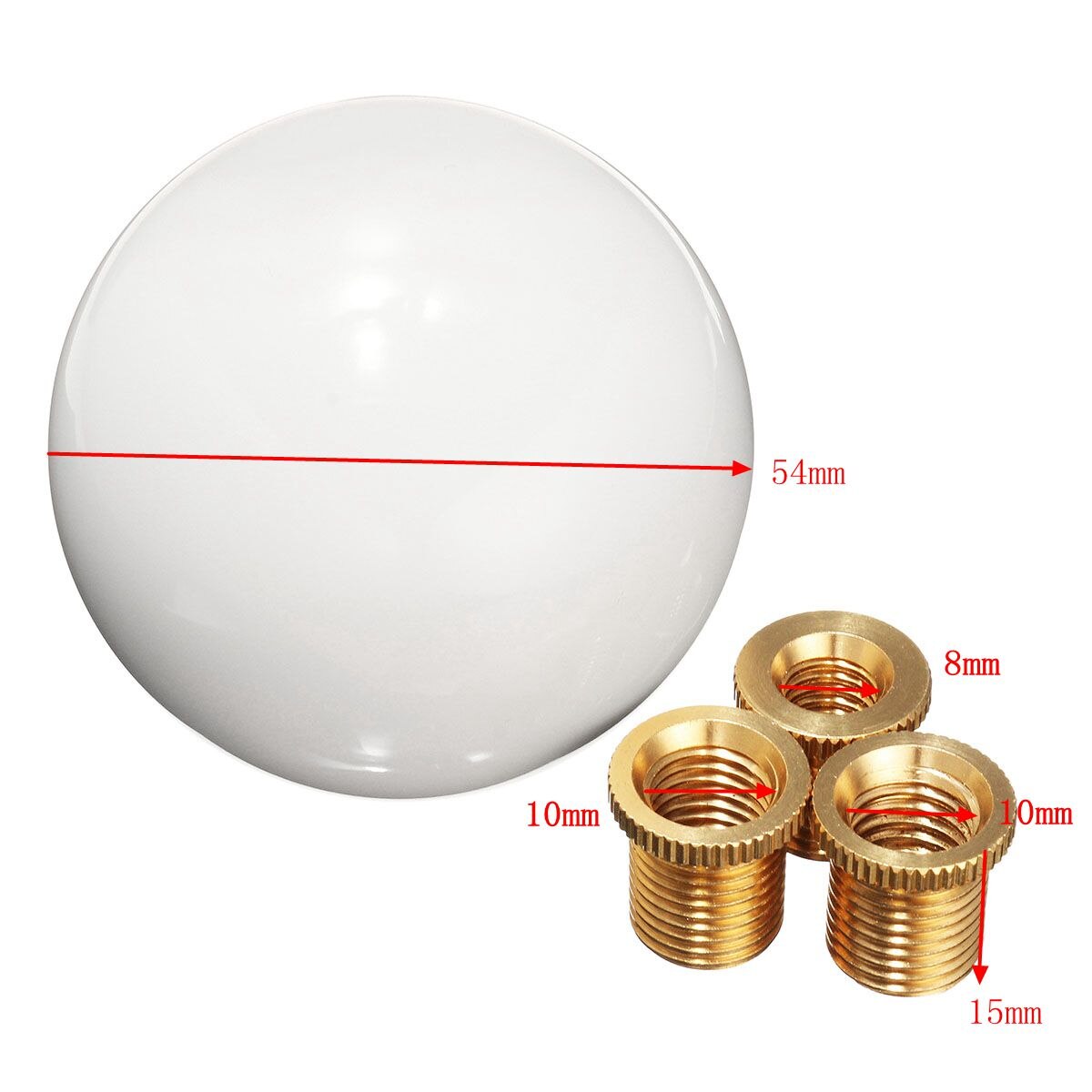 1 set universele auto glanzende versnellingspookknop witte ronde bal hars versnellingspookknop pook
