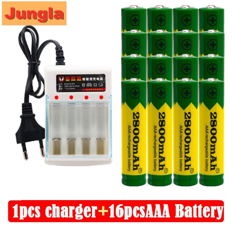 Aaa Batterij Alkaline 2800 Mah 1.5 V Aaa Oplaadbare Batterij Voor Batterij Afstandsbediening Speelgoed Batterij Licht Batterij + Lader