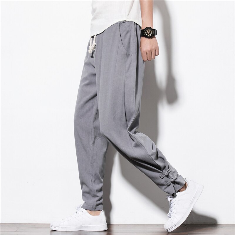 ELI22 Men's Jogger Pants Cotton Male Bodybuilding Fitness Pants Casual Color matching pants Trousers Sweatpants For Man: L / Gray