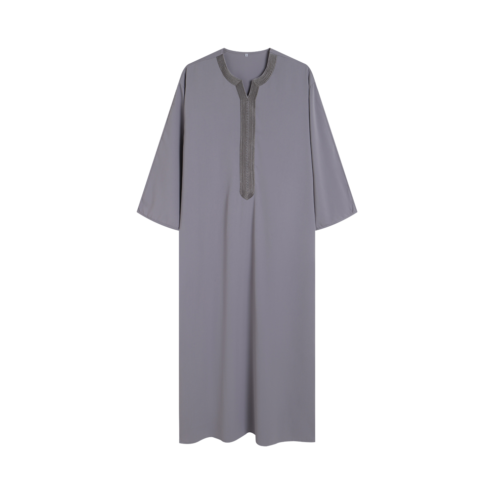 Robe marocaine pour hommes, rayures brodées à la main, ample et respirante, Djellaba Abaya, vêtements musulmans, été 2025: XXL