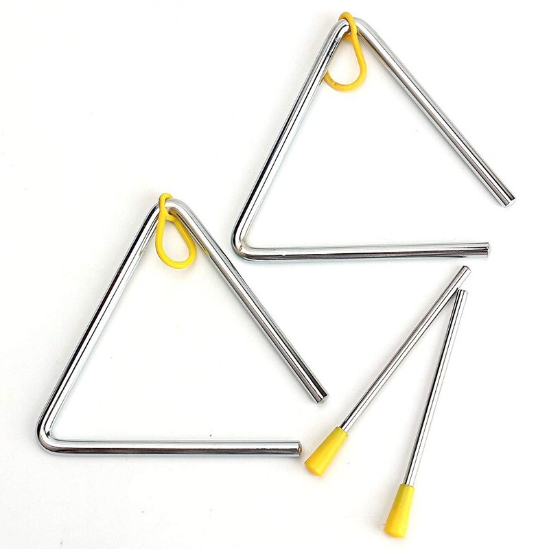 ELOS-Music Triangle Instrument Set, Hand Percussion Triangle Children Musical Instrument with Striker 3 Pack Triangle 4 Inch