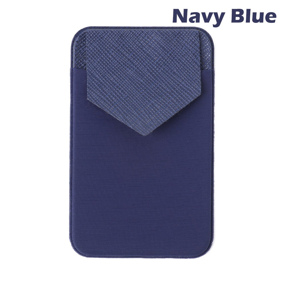 Mode Elastische Mobiele Telefoon Portemonnee Kaarthouder Credit Id-kaart Houder Sticker Pocket Geval Lederen Mobiele telefoon Zak: Navy Blue