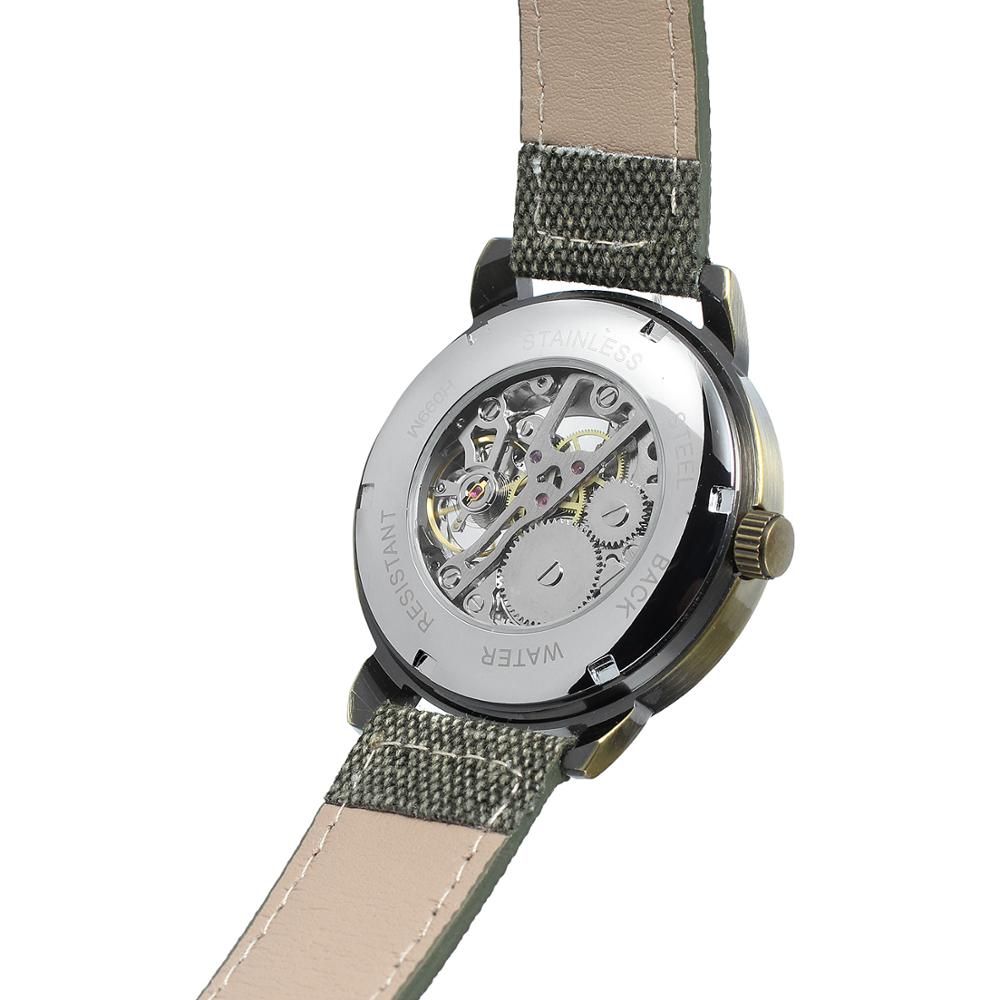 FORSINING Mode mannen en vrouwen horloges donkergroen hollow dial horloges automatische mechanische horloges