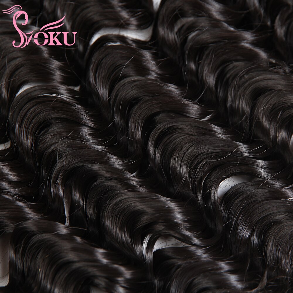 Deep wave hair weave 6 bundter/pakke naturlige sorte syntetiske hårextensions, der væver 16-20 tommer varmebestandigt fiberhårskud