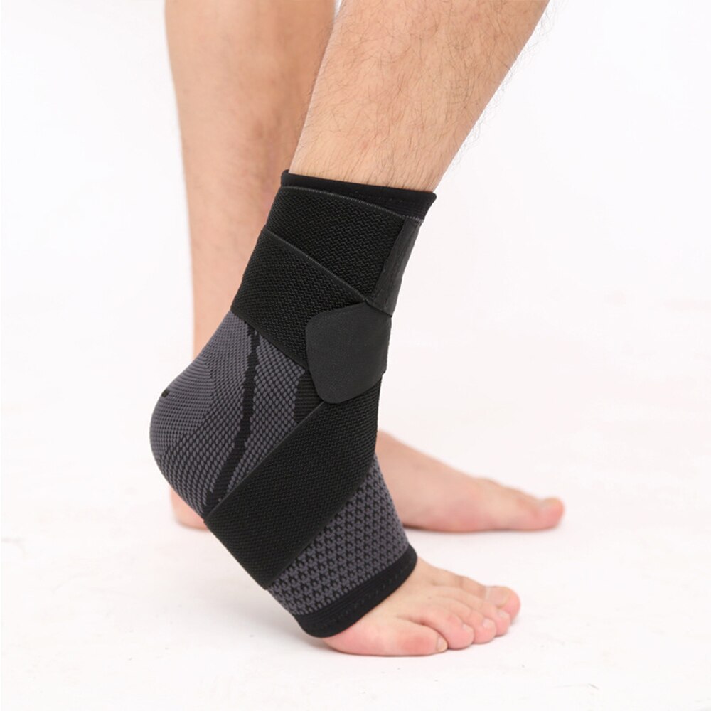 1 pz sport cavigliera cinturino maniche supporto tessuto 3D fasciatura elastica piede equipaggiamento protettivo palestra Fitness escursionismo all'aperto ciclismo: black