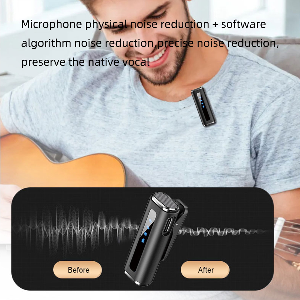 Lavalier Wireless Microphone for Phone Microphone with Charging Box Noise Reduction for Android IOS Recording Live