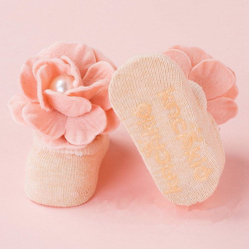 Leuke Pasgeboren Baby Sokken Katoen Ingelegd Met Parels Bloemen Kinderen Sokken Voor Prinses Peuter Baby Meisjes Sokken 0-12Months