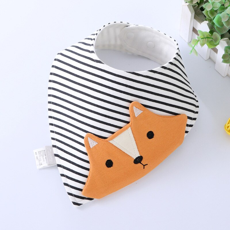 Adorable Newborn Baby Bibs Infnat Boys Girls Organic Cotton Triangle Bib Animal Mouse Cat Owls Toddler Soft Bandana: Fox