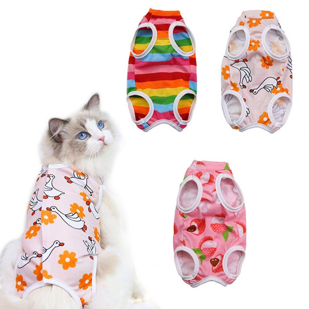 Weiche Kätzchen Bodysuit Katze Entwöhnung Anzug Druck vier-auf Beinen Anti Lecken Postpartale Tuch Nach der Betrieb Erholung Anzug für Haustier