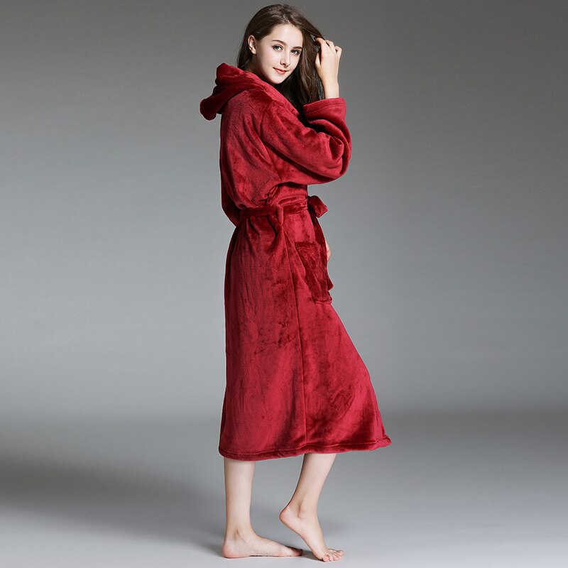 Velvet Couple Bathrobe Hooded Women Men Casual Pijamas Nightwear Breathable Comfortable Lounge Sleepwear Daily Flannel Pajamas