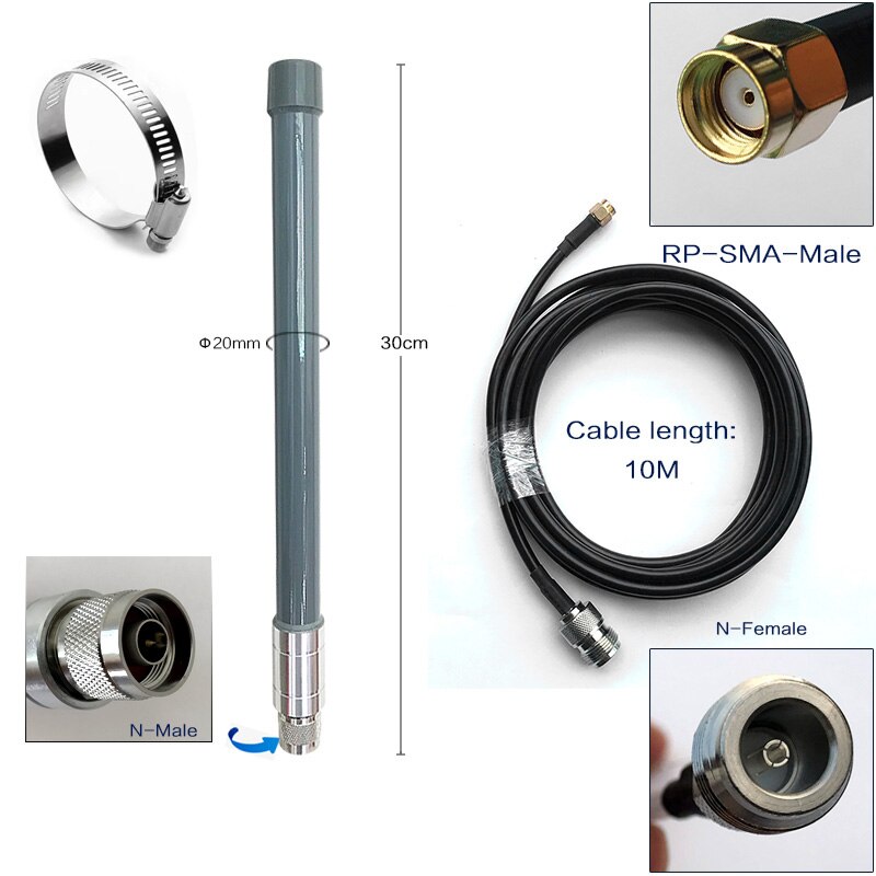 Helium miner 868mhz antenna 915mhz lora wan antenna RAK Hotspot mining hotspot lorawan antenna cellular signal booster 868 915: 10M rp-SMA Male