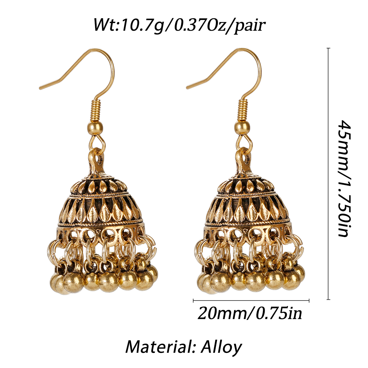 Luxury Retro Indian Jewelry Set Earring/Necklace Bijoux Wedding Jewelry Hangers Ethnic Carved Jhumka Earrings