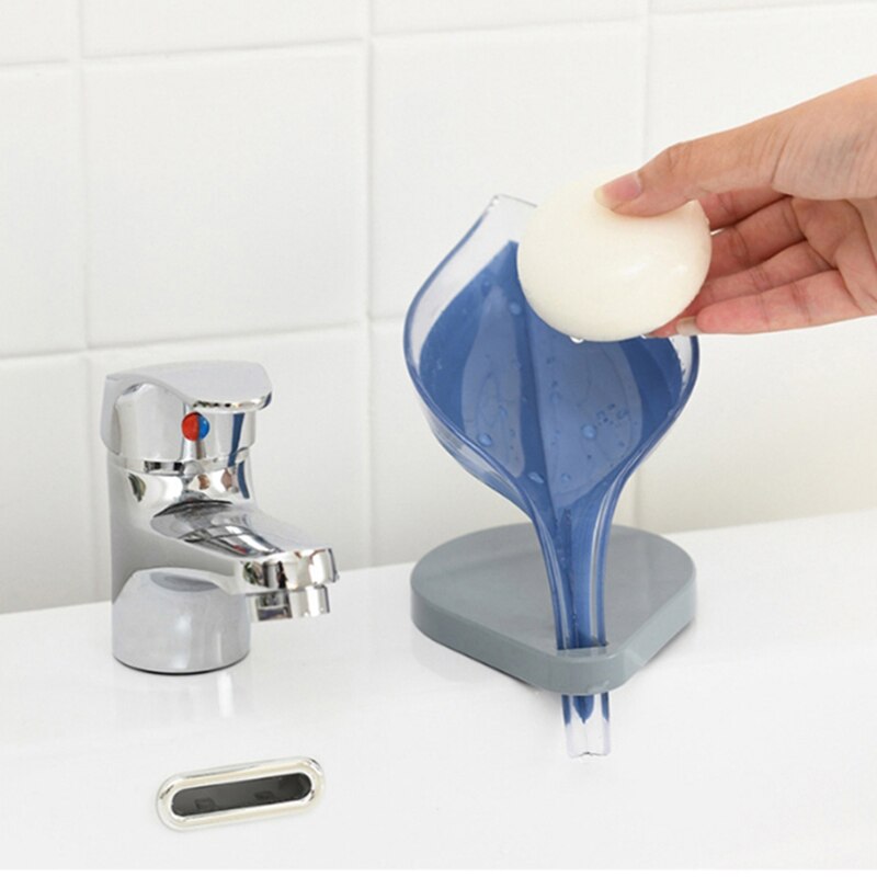 Jabonera con forma de hoja para baño, soporte antideslizante para drenaje de jabón, contenedor de placas, estante de secado de almacenamiento, suministros para Baño