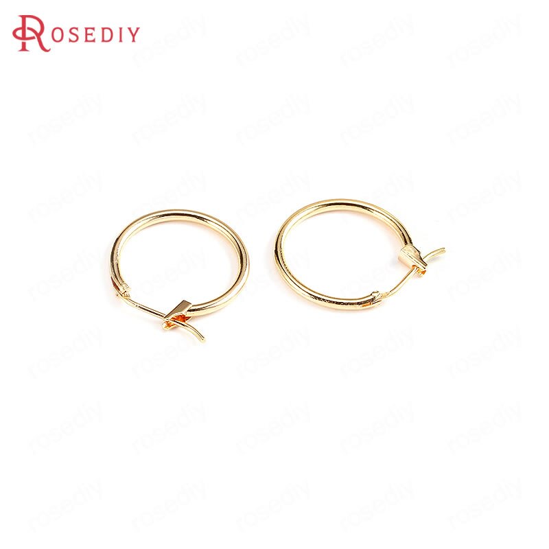 Boucles d'oreilles 10 pièces 18MM 24K couleur or plaqué laiton boucles d'oreilles cerceaux bricolage bijoux boucles d'oreilles trouvailles accessoires: 24K Gold Color