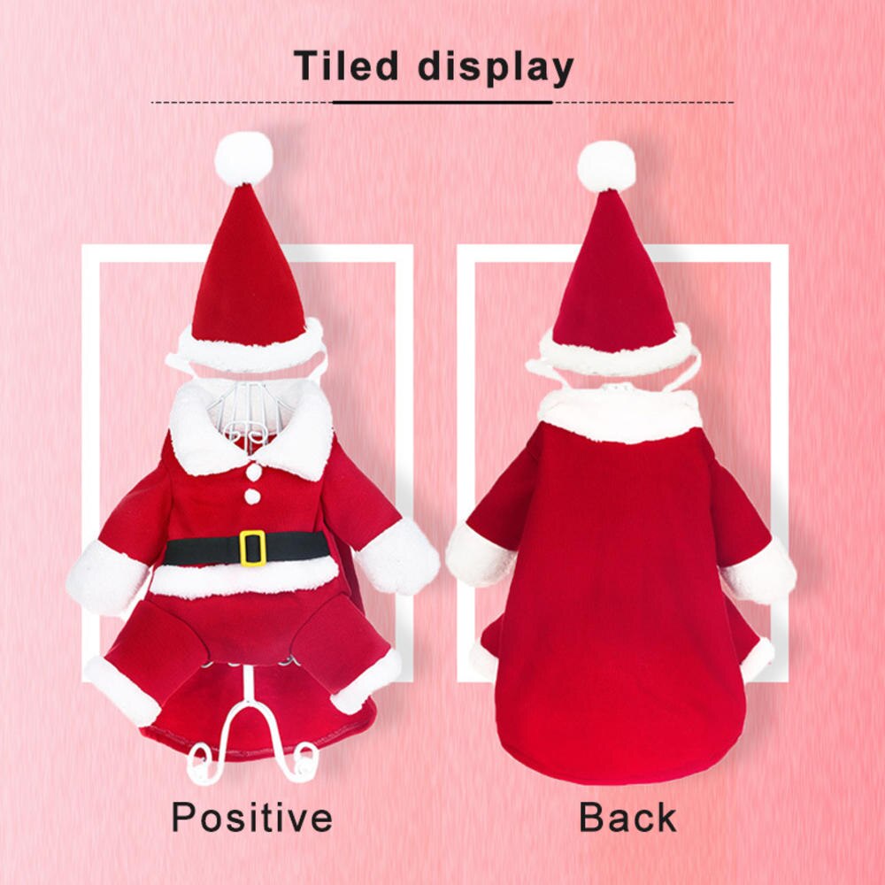 Traje para perros de Papá Noel, ropa de Navidad para perros pequeños, abrigo con capucha para perros pequeños, chaquetas, ropa para cachorros y gatos, Atuendo para Chihuahua