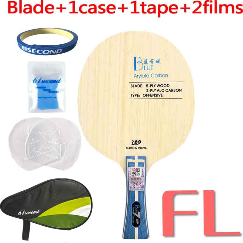 Friendship 729 Black Blue Yellow ALC Carbon Table Tennis Blade Offensive Ping Pong Racket Bat: Blue FL with HM case