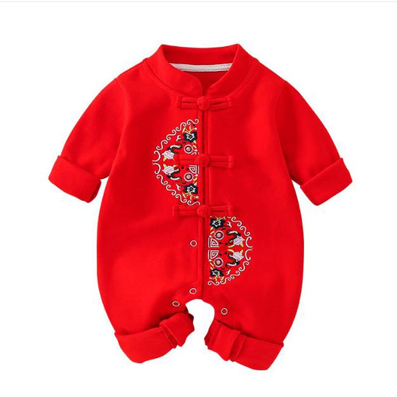 Baby boy jumpsuit Chinese style full moon baby crawling suit