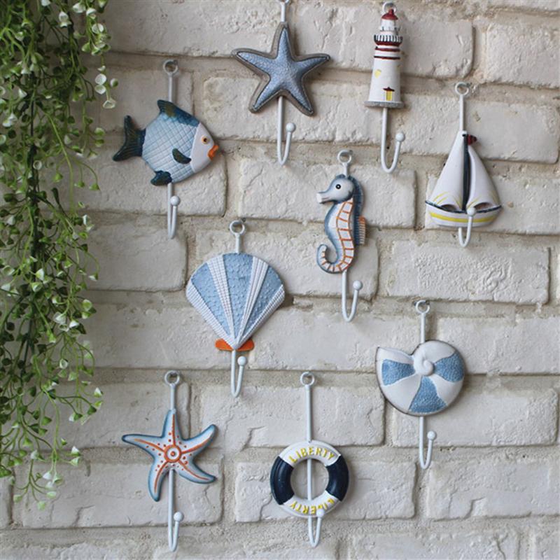 Lot de 4 crochets décoratifs en fer de style méditerranéen pour porte-manteau, crochets muraux décoratifs pour la maison, rangement, organisateur, style aléatoire