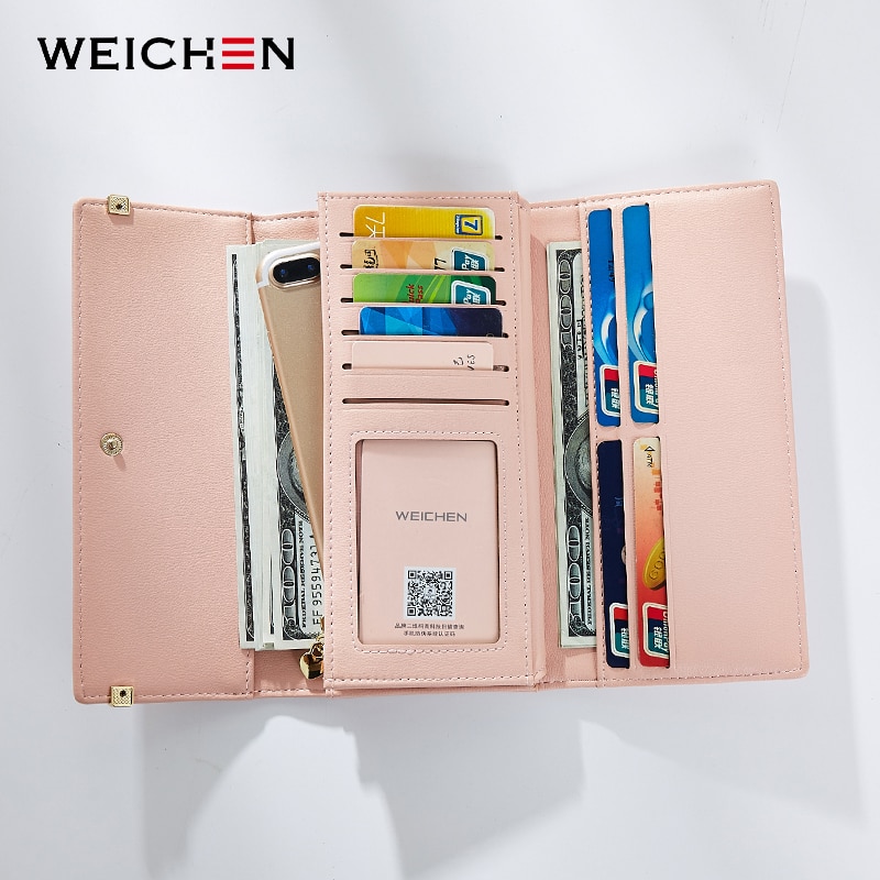 WEICHEN Brand Women Wallet Many Departments Long Card Holder Female Wallets Concise Style Ladies Clutch Purse