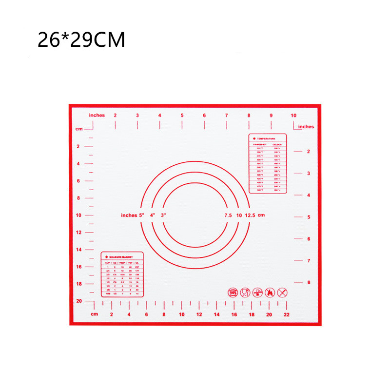 Siliconen Gebak Mat Bakken Matten Met Meting Non-stick Bakken Teller Panel Deeg Rollen Sheet Voor Pizza Taart Keuken gereedschap: 26x29cm Red