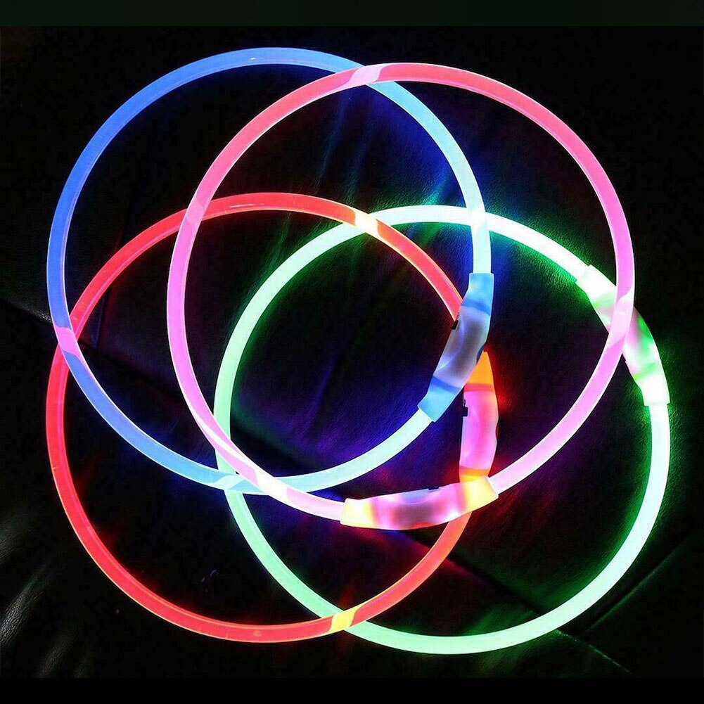 Super Bright Adjustable LED Dog Collar Glowing Belt Flashing Necklace Visibility Pet Safety USB Rechargeable Light Up