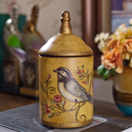 Vintage céramique cuisine bidon pots bouteilles de stockage rétro thé bonbons étain Pot à sucre organisateur peint Pot de stockage boîtes de cuisson: Jaune