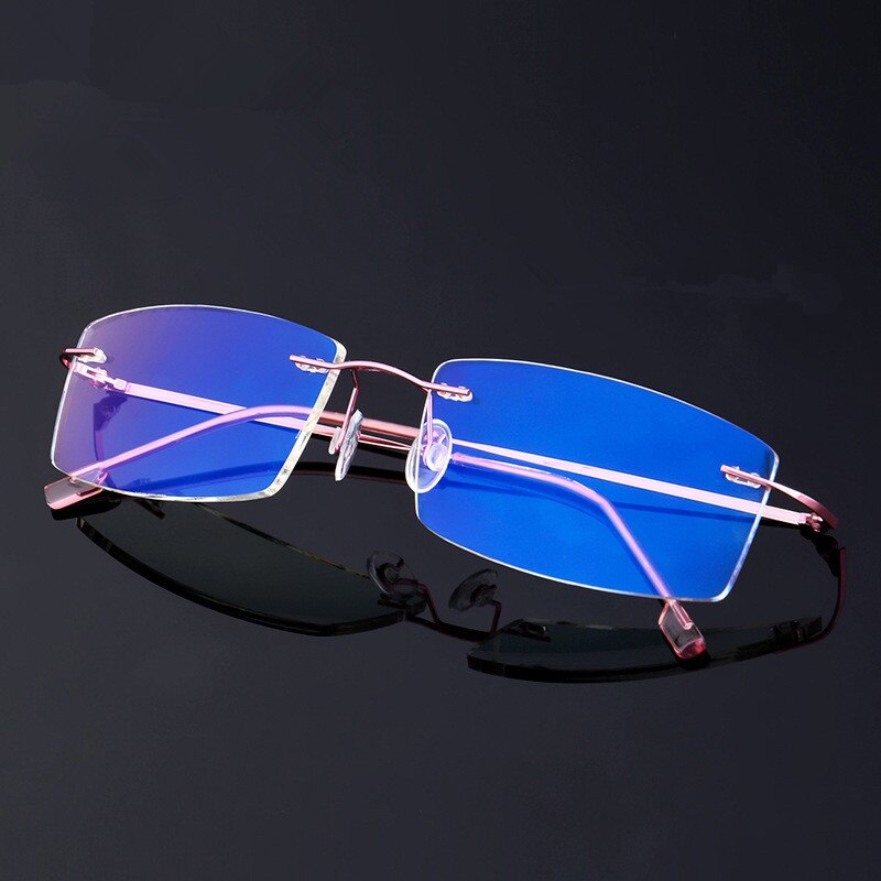 Lunettes Anti-lumière Bleue Demi-cadre Pour Hommes - Monture Noire Rectangulaire, Verres Transparents