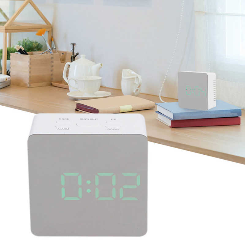 Mirror Clock Multifunctional Smart Clock Square Shaped for Living Room for Office for Bedroom