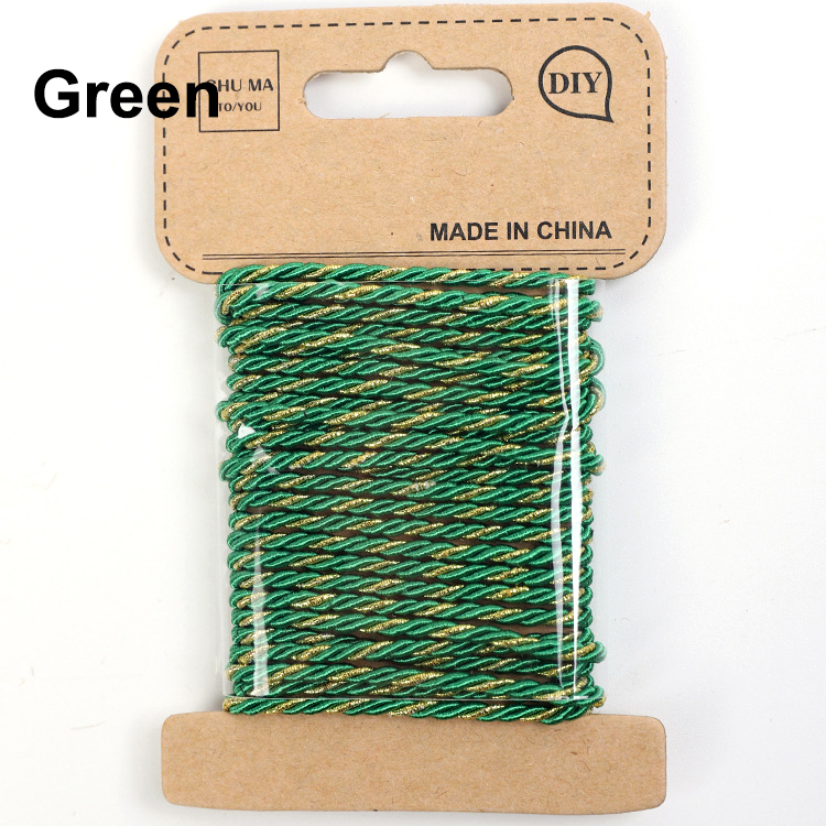 Cordones trenzados artesanales de 1,5 MM, cordón de embalaje de , cuerda de hilo, fabricación de pulseras, cuerda artesanal hecha a mano, decoración de boda, 3 metros: green