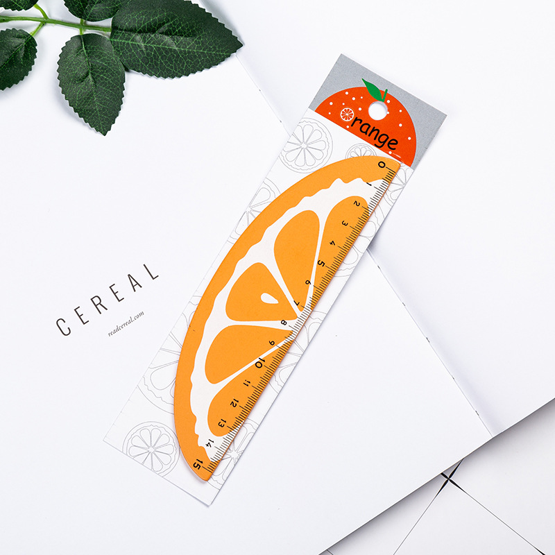 15cm kawaii tegneserie frugt vandmelon træ lige lineal måle undersøgelse tegning elev papirvarer skole kontorartikler: Orange
