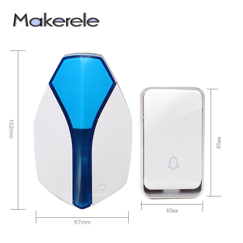 EU Plug Wireless Self-powered Smart LED Light Doorbells Button and Receiver No Battery Requiring with 1/2 Button 1/2 Receiver