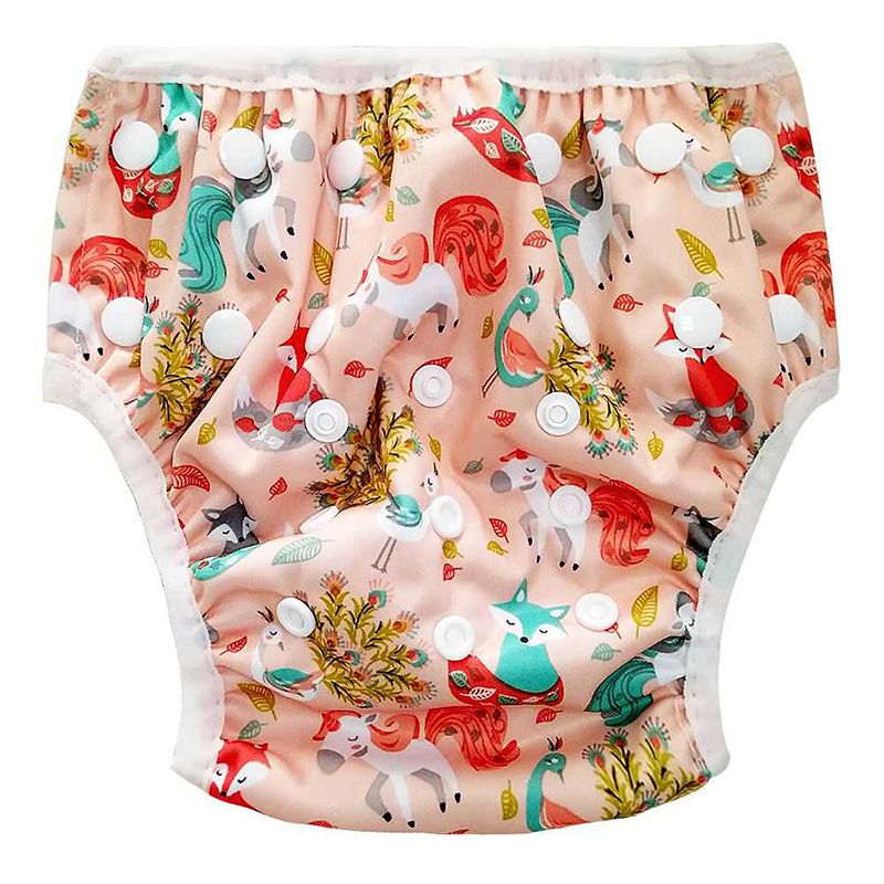 Katoen Spandex Baby Jongens Meisjes Luier Casual Cartoon Dieren Patroon Waterdichte Badmode Lekvrij Verstelbare Bodems Luier: A18