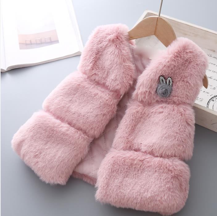 Baby Winter Bont Vest Kinderen Warme Jas Voor Meisje Kids Faux Fur Vest Mouwloze Bovenkleding 2 3 4 jaar Kleding: pink color / 12m