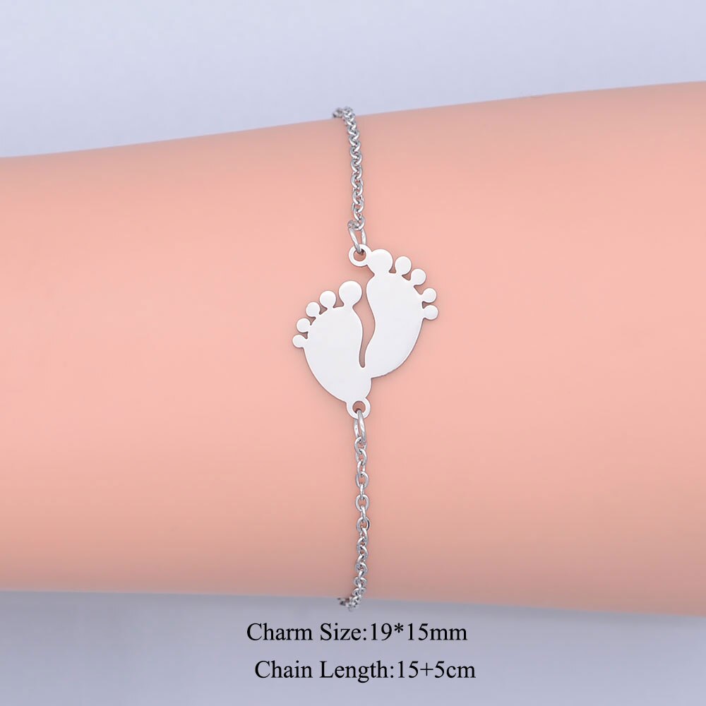 100% Rvs Dainty Baby Foot Charm Armband Voor Vrouwen Super Hoge Gepolijst Armbanden