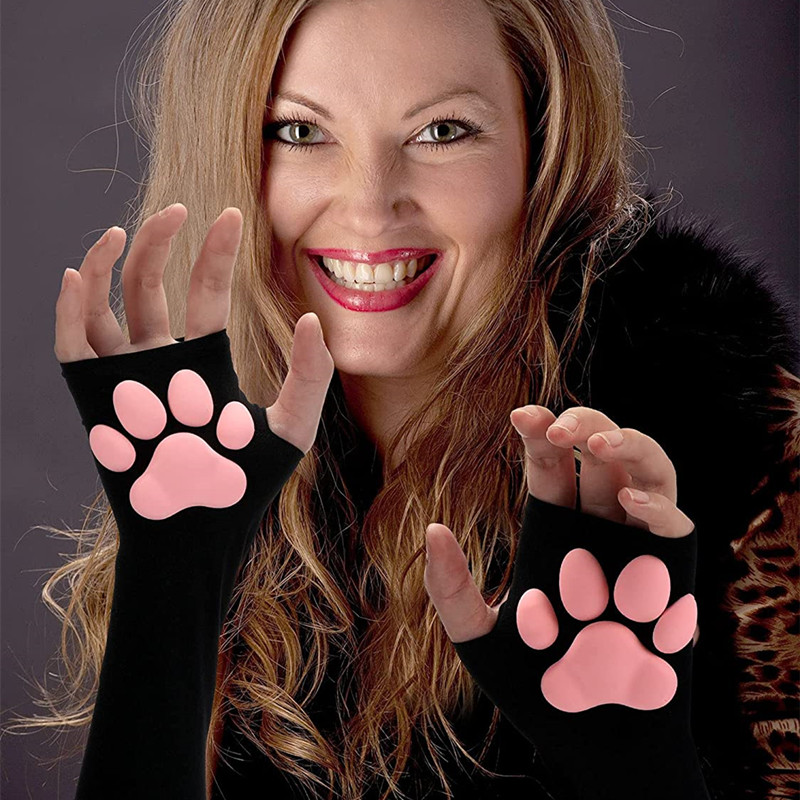 3D Cat Paw Sleeves Sun UV Protection Hand Protector Cover Arm Sleeves Lolita Cosplay Fingerless Glove Outdoor Half Finger Sleeve