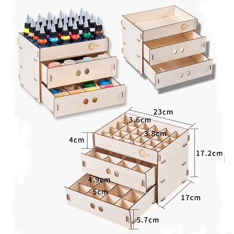 3 Layers Wooden Pigment Bottle Drawer Drawing Stor... – Vicedeal
