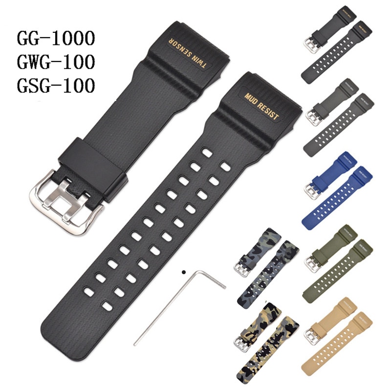 Correa de silicona para Casio G-SHOCK GG-1000 GWG-100 GSG-100 correa de reloj de resina de repuesto para hombre accesorios de pulsera deportiva resistente al agua