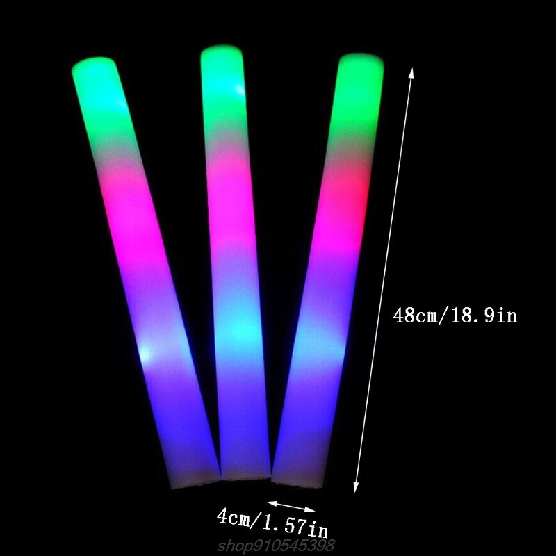 Varitas de espuma con luz LED para fiestas, varitas luminosas de estilo Rally, Rave, Multicolor, tubo intermitente, festivales, M23 21, 30 Uds.